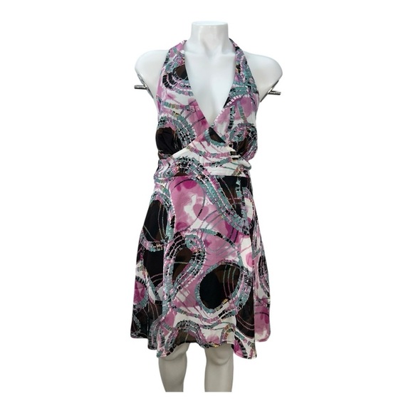 JUSTFAB Pink and Black Halter Dress New size L (runs one size smaller, Size M) - Picture 6 of 11
